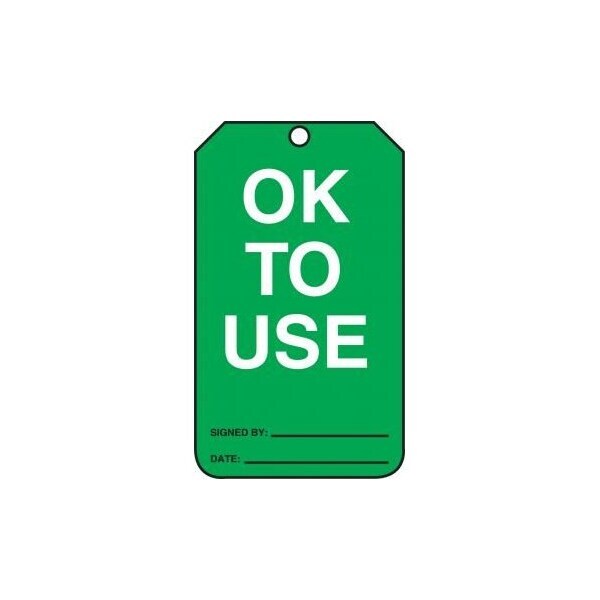 Accuform French Safety Tags, OK TO USE, 5.75in x 3.25in, HS-Laminate, 25PK FRMGT217LTP - main